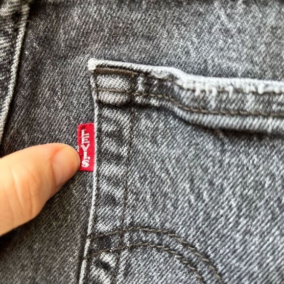 Levi’s Ribcage High Rise Distressed Black Ankle Straight Jeans 28 - Picture 4 of 13